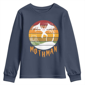 Mothman Youth Sweatshirt Retro Vintage Cryptid Gothic Horror Gift TS12 Navy Print Your Wear