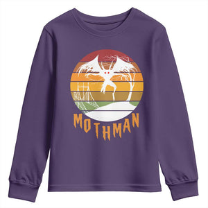 Mothman Youth Sweatshirt Retro Vintage Cryptid Gothic Horror Gift TS12 Purple Print Your Wear