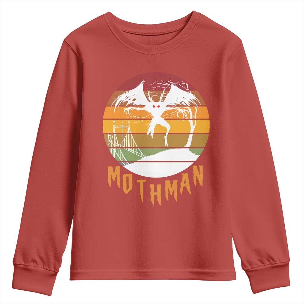 Mothman Youth Sweatshirt Retro Vintage Cryptid Gothic Horror Gift TS12 Red Print Your Wear