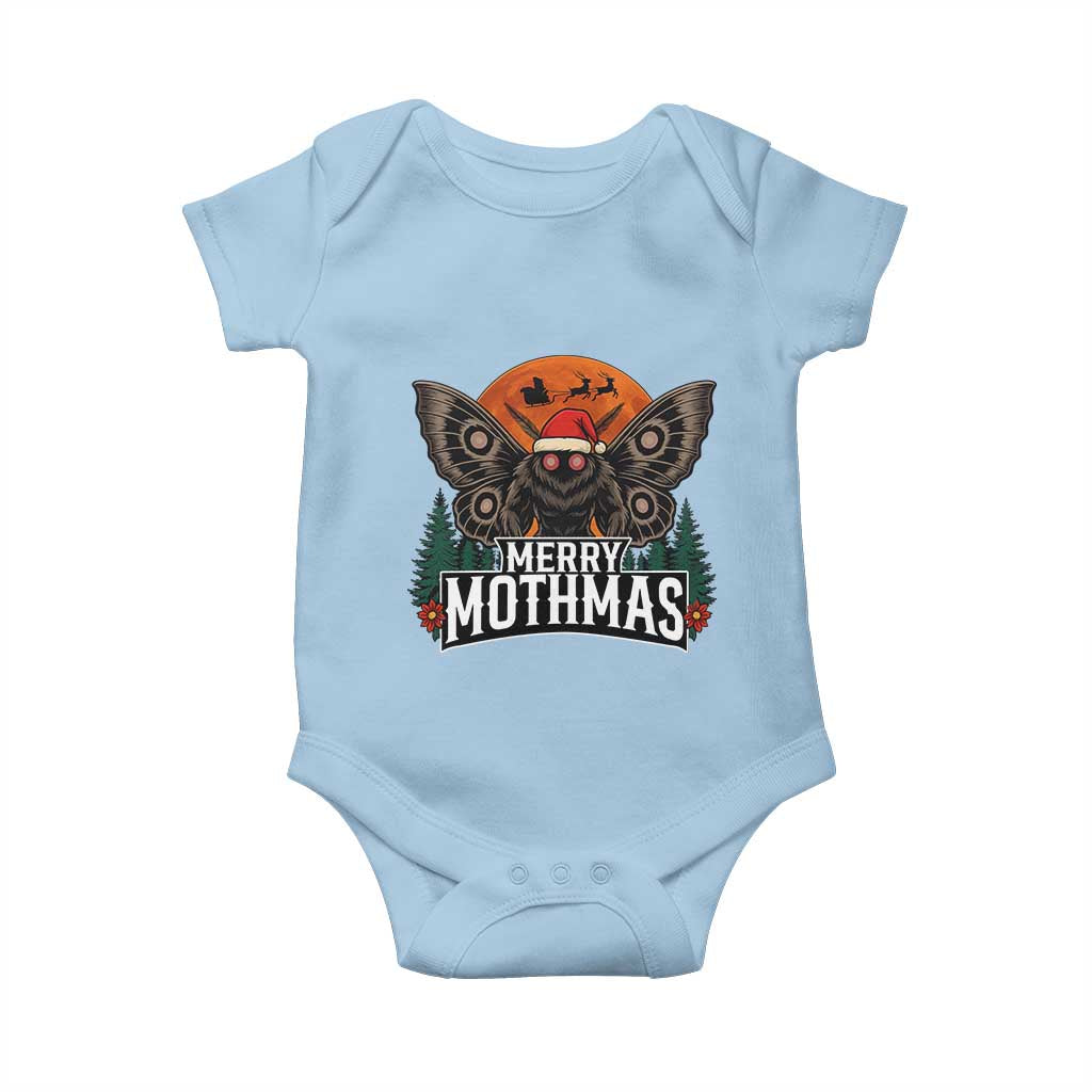 Mothman Baby Onesie Holiday Humor Merry Mothmas Cryptid Gift TS12 Light Blue Print Your Wear