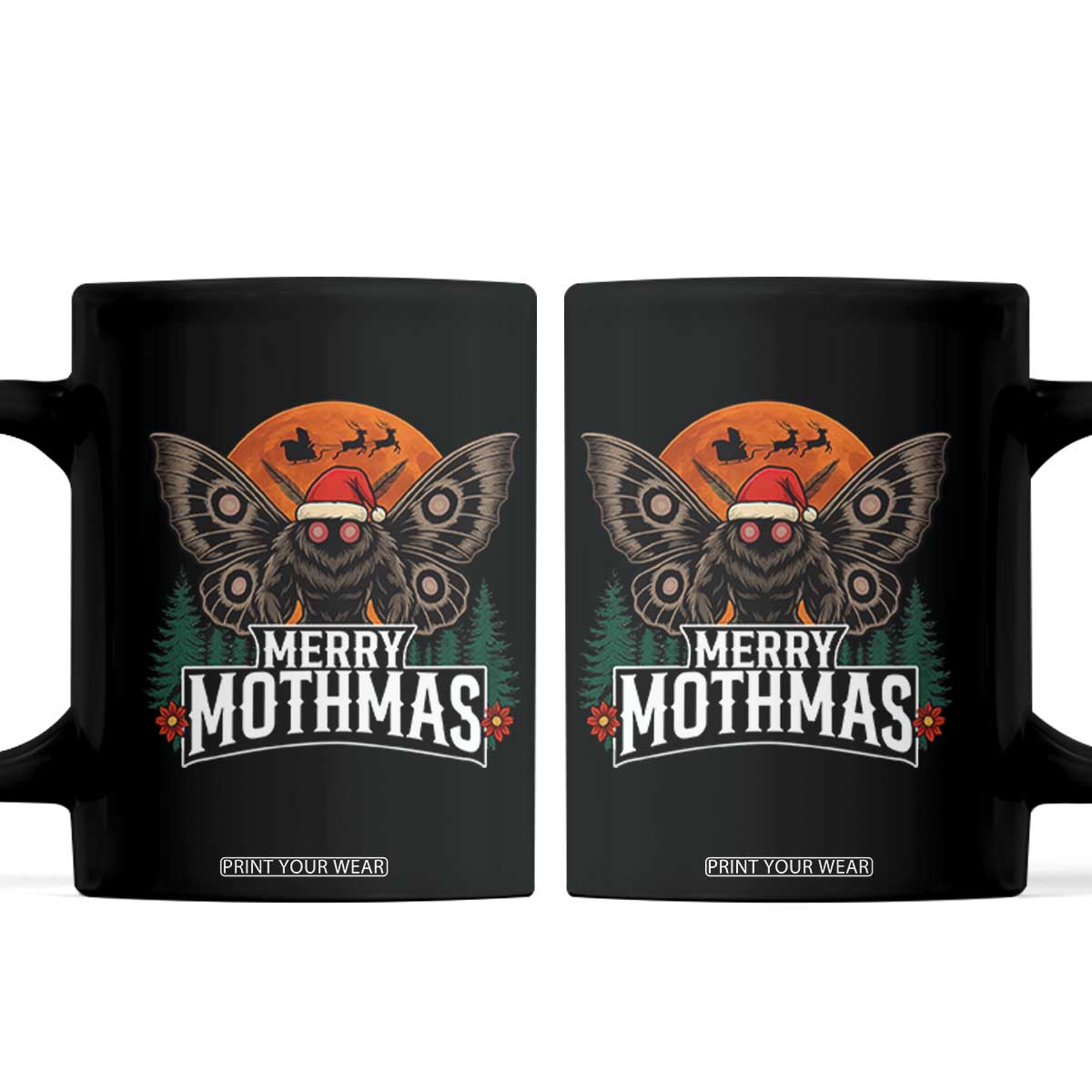 Mothman Coffee Mug Holiday Humor Merry Mothmas Cryptid Gift TS12 Black Print Your Wear