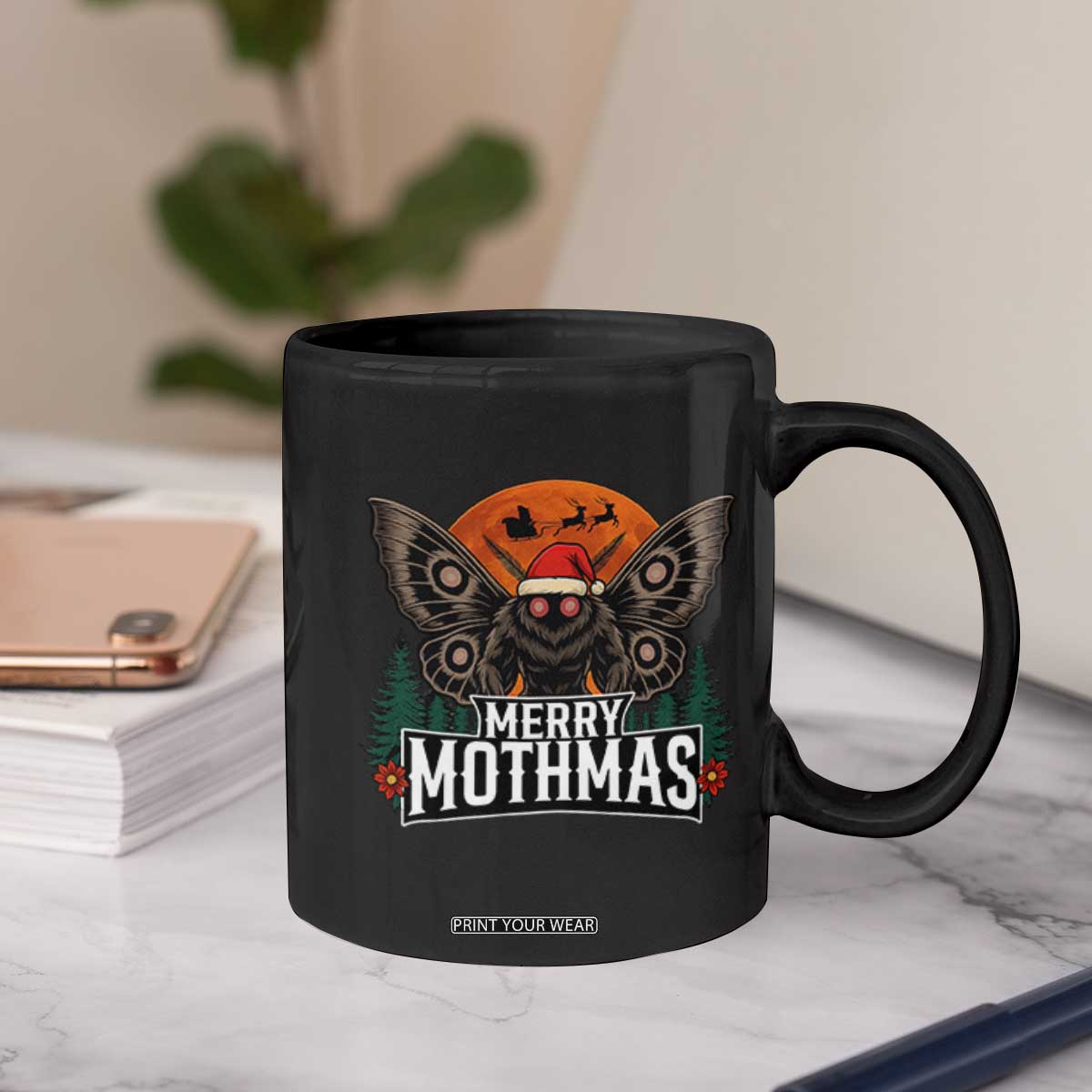 Mothman Coffee Mug Holiday Humor Merry Mothmas Cryptid Gift TS12 Print Your Wear