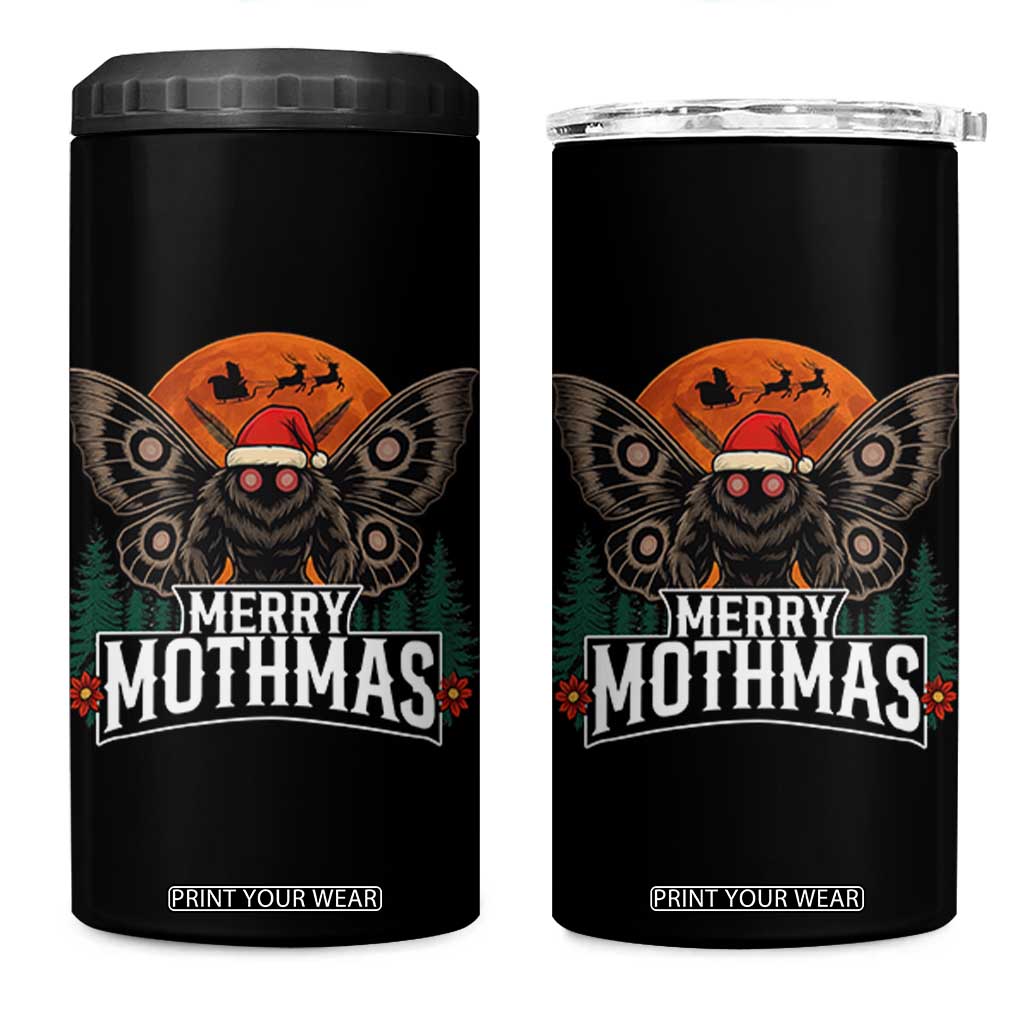 Mothman 4 in 1 Can Cooler Tumbler Holiday Humor Merry Mothmas Cryptid Gift TS12 One Size: 16 oz Black Print Your Wear