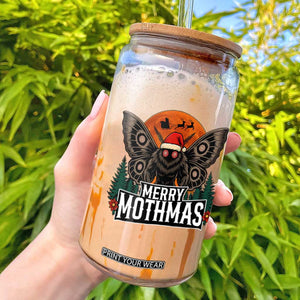 Mothman Glass Can Holiday Humor Merry Mothmas Cryptid Gift TS12 Black Print Your Wear