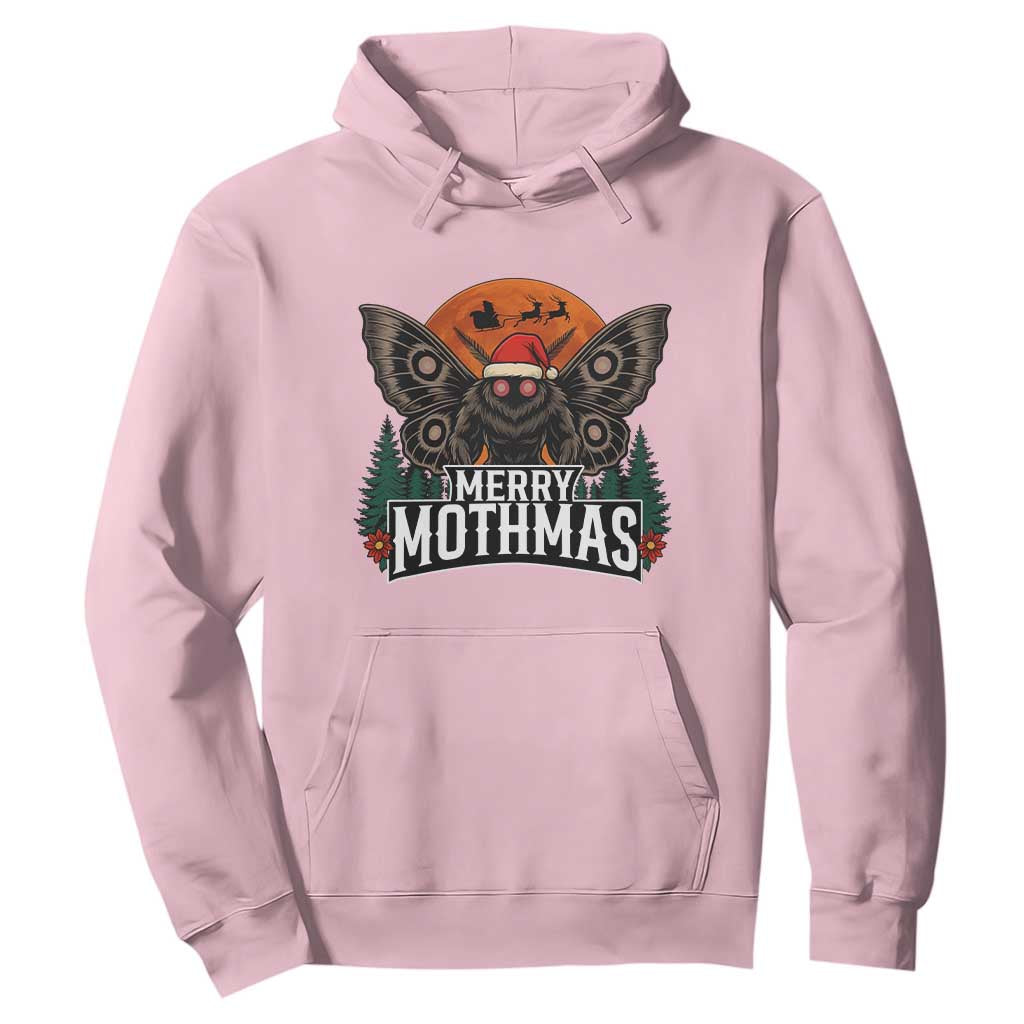 Mothman Hoodie Holiday Humor Merry Mothmas Cryptid Gift TS12 Light Pink Print Your Wear