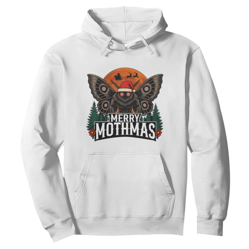Mothman Hoodie Holiday Humor Merry Mothmas Cryptid Gift TS12 White Print Your Wear