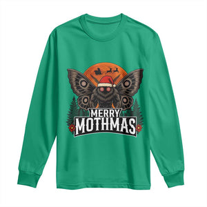 Mothman Long Sleeve Shirt Holiday Humor Merry Mothmas Cryptid Gift TS12 Irish Green Print Your Wear