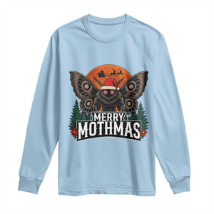Mothman Long Sleeve Shirt Holiday Humor Merry Mothmas Cryptid Gift TS12 Light Blue Print Your Wear
