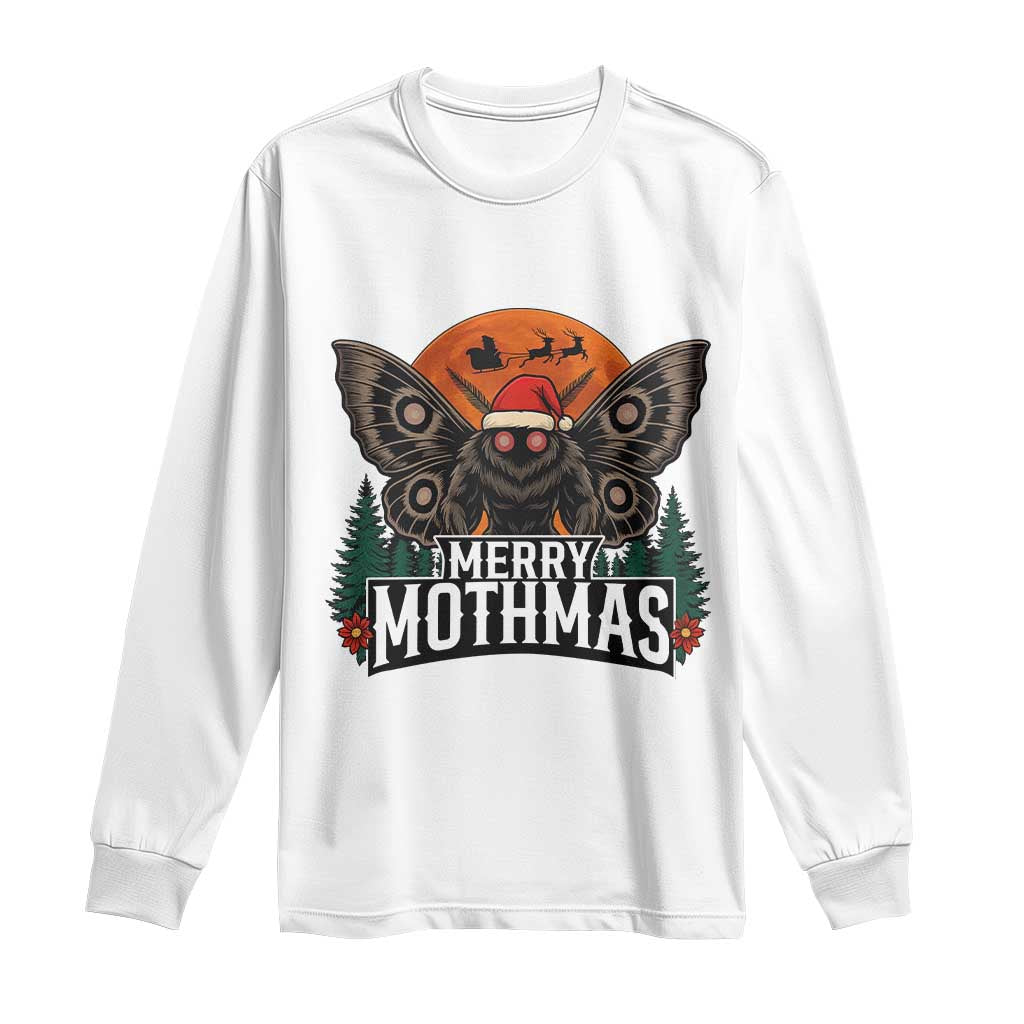 Mothman Long Sleeve Shirt Holiday Humor Merry Mothmas Cryptid Gift TS12 White Print Your Wear