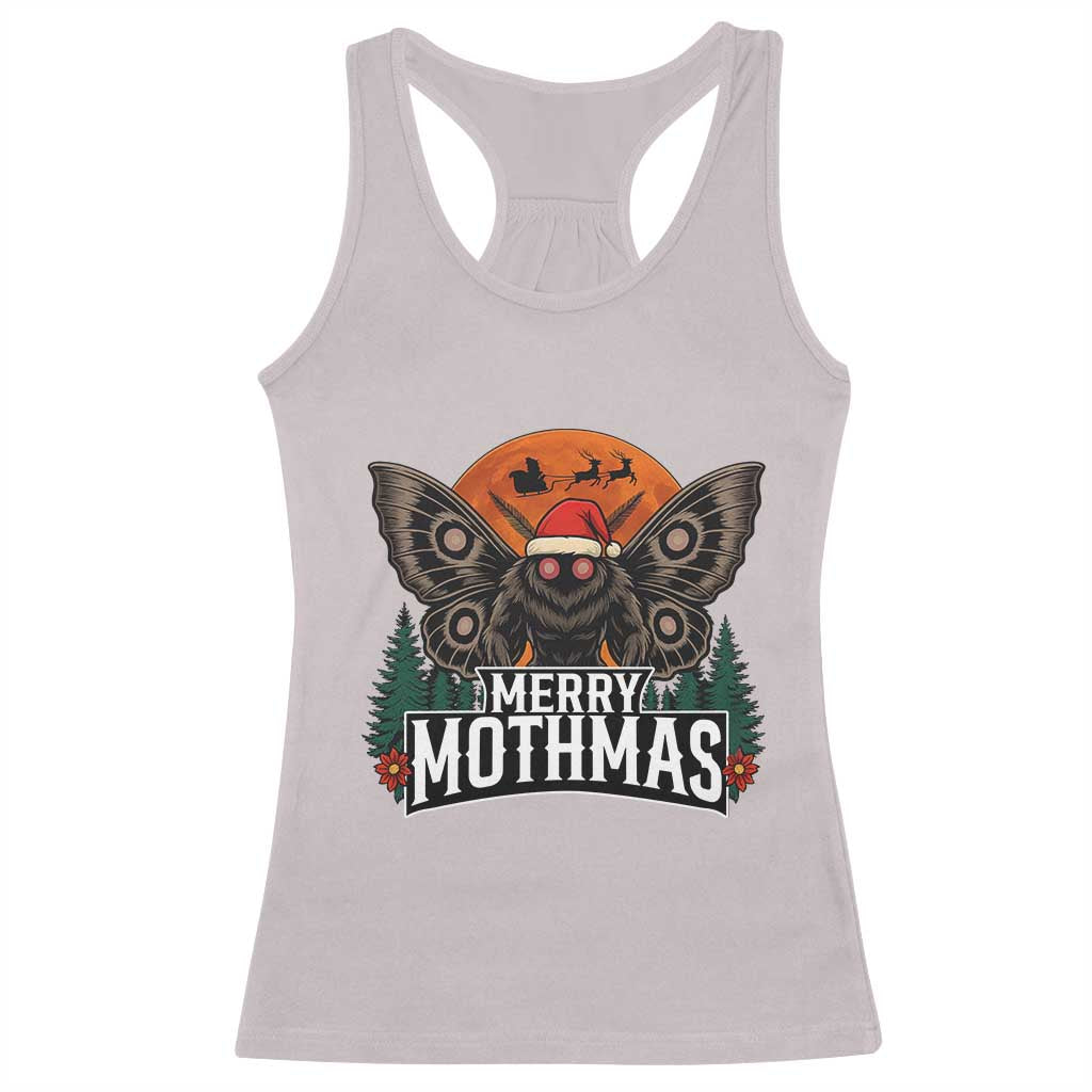 Mothman Racerback Tank Top Holiday Humor Merry Mothmas Cryptid Gift TS12 Ice Gray Print Your Wear