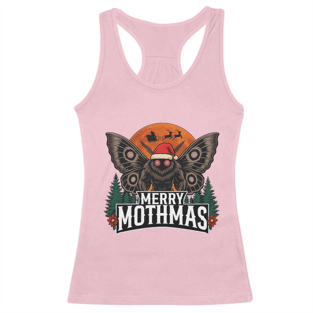 Mothman Racerback Tank Top Holiday Humor Merry Mothmas Cryptid Gift TS12 Light Pink Print Your Wear