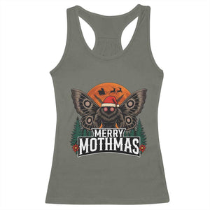 Mothman Racerback Tank Top Holiday Humor Merry Mothmas Cryptid Gift TS12 Military Green Print Your Wear