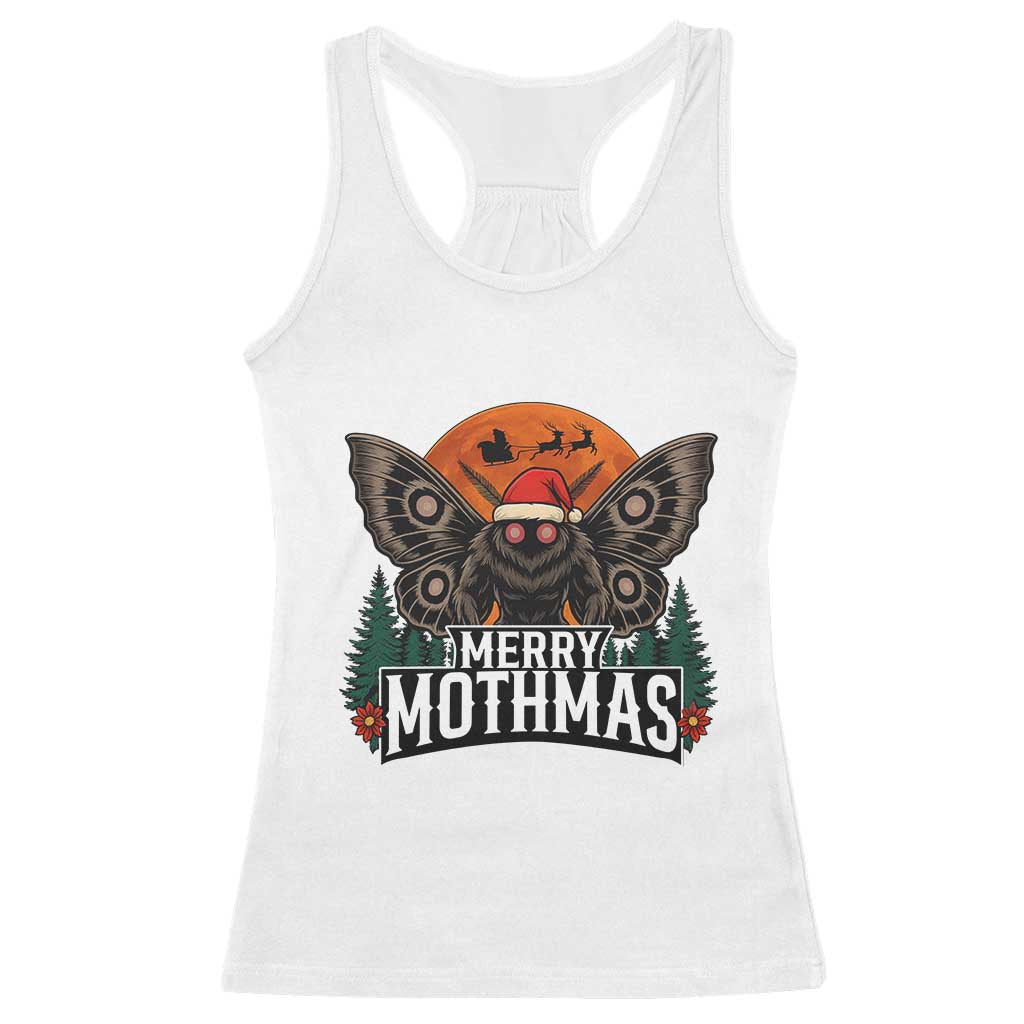 Mothman Racerback Tank Top Holiday Humor Merry Mothmas Cryptid Gift TS12 White Print Your Wear