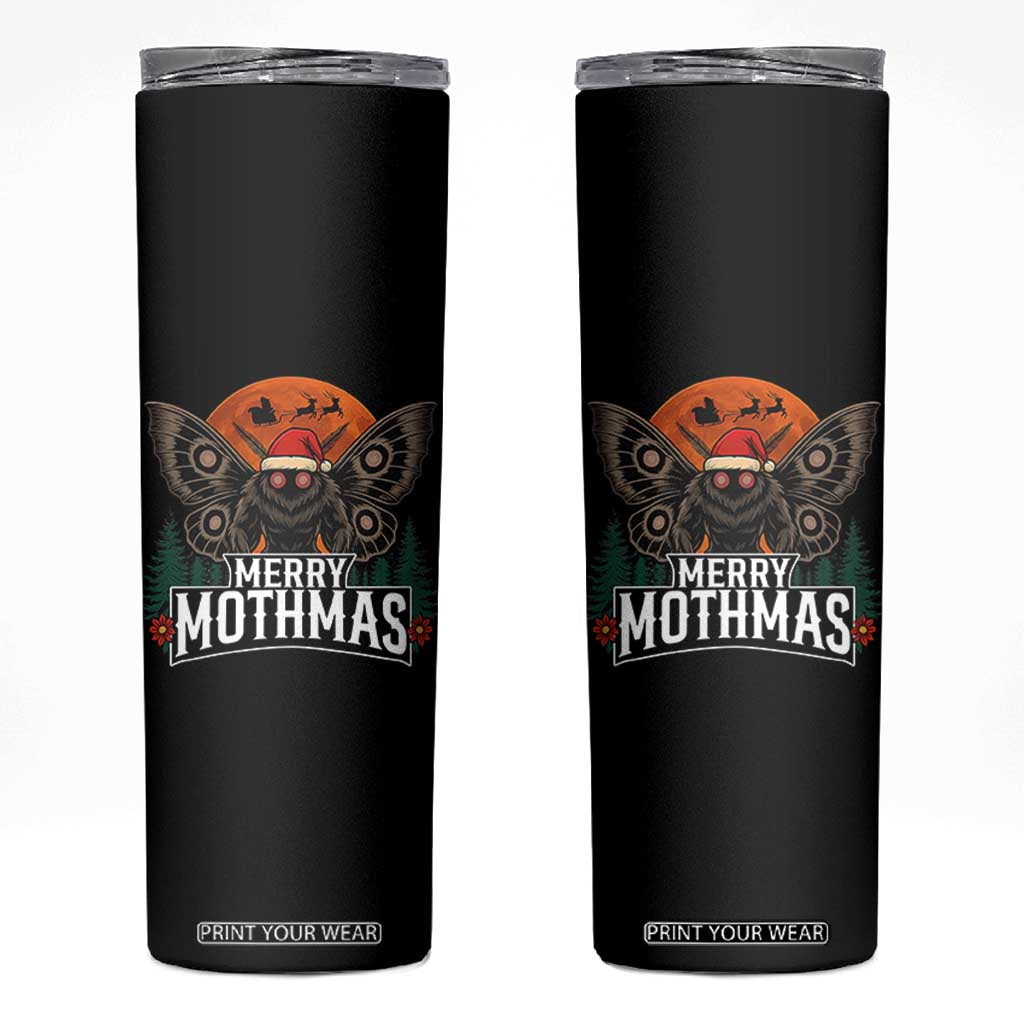 Mothman Skinny Tumbler Holiday Humor Merry Mothmas Cryptid Gift TS12 Black Print Your Wear