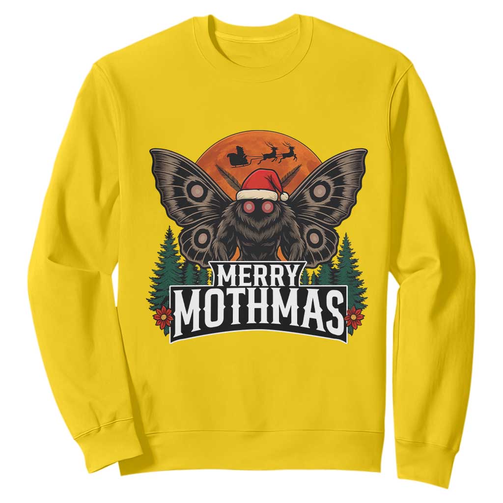 Mothman Sweatshirt Holiday Humor Merry Mothmas Cryptid Gift TS12 Daisy Print Your Wear