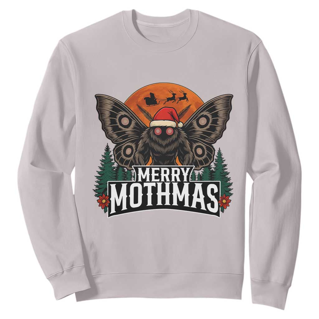 Mothman Sweatshirt Holiday Humor Merry Mothmas Cryptid Gift TS12 Ice Gray Print Your Wear