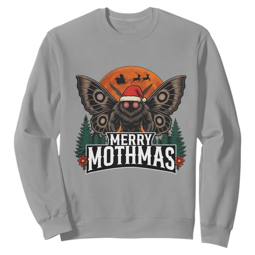 Mothman Sweatshirt Holiday Humor Merry Mothmas Cryptid Gift TS12 Sport Gray Print Your Wear