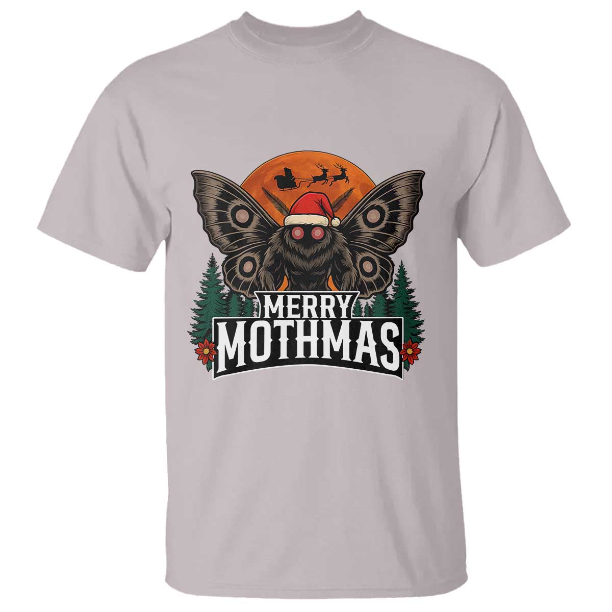 Mothman T Shirt Holiday Humor Merry Mothmas Cryptid Gift TS12 Ice Gray Print Your Wear