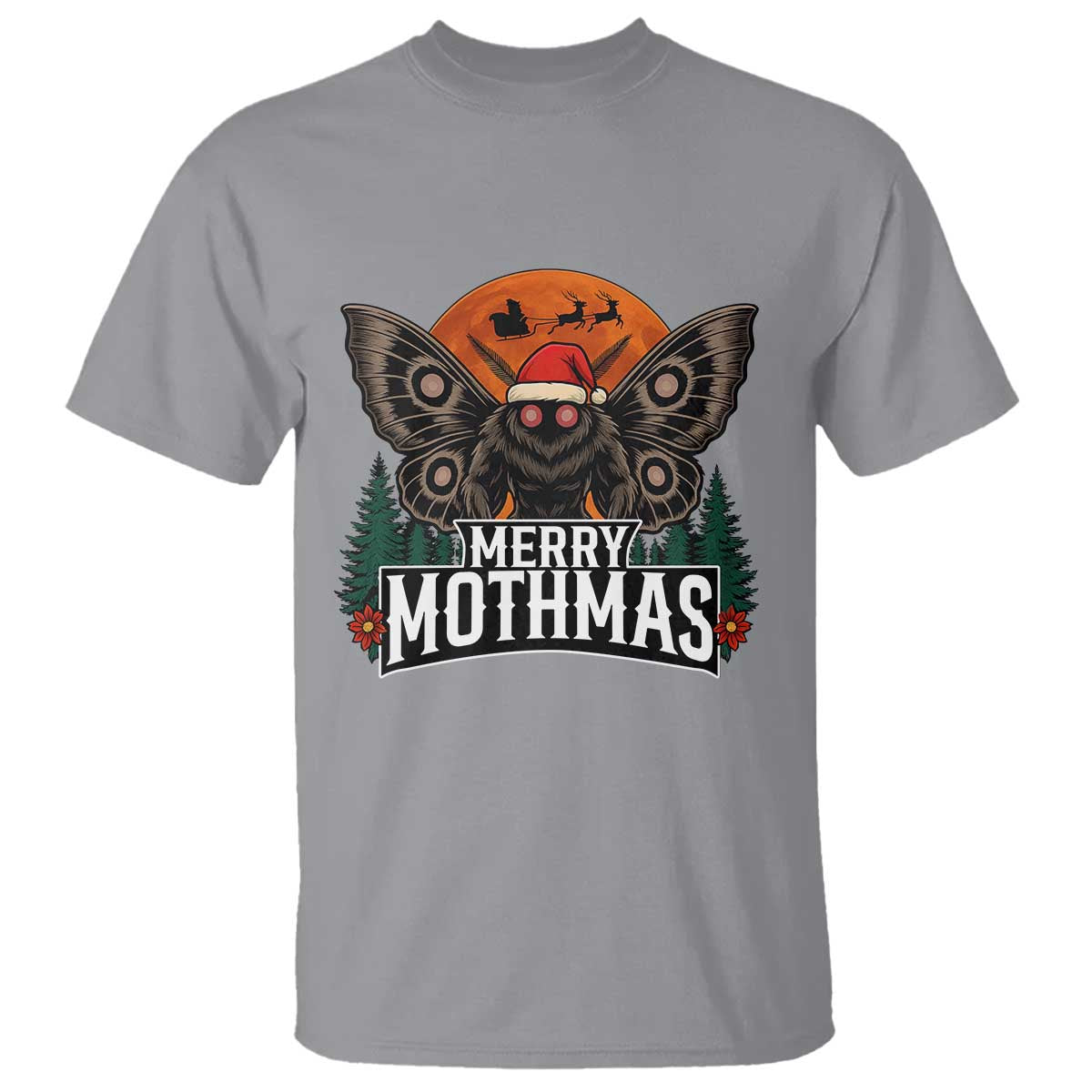 Mothman T Shirt Holiday Humor Merry Mothmas Cryptid Gift TS12 Sport Gray Print Your Wear