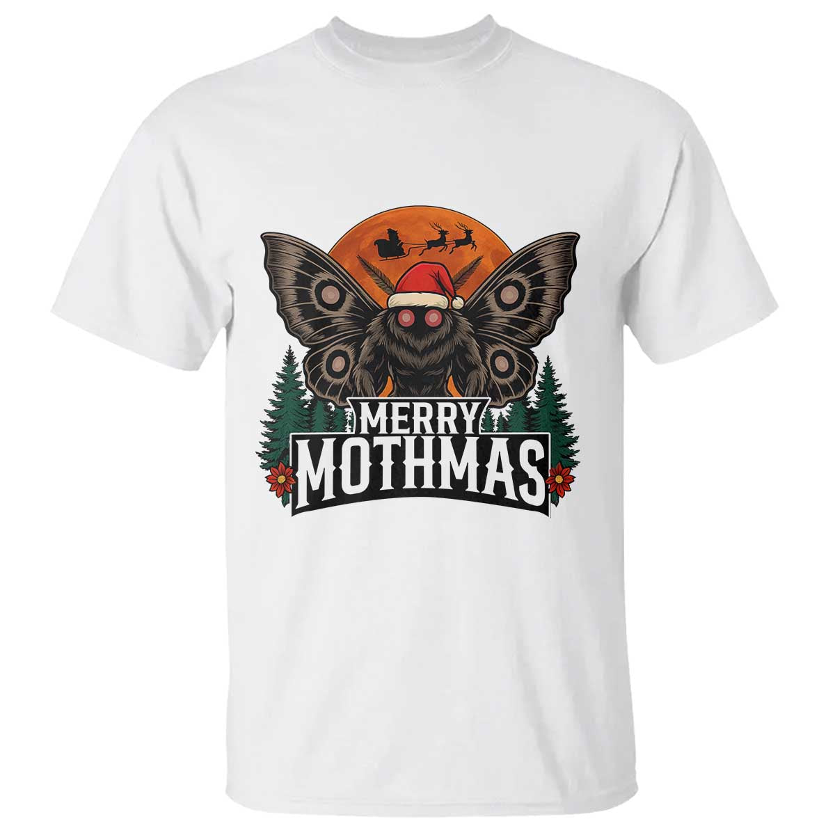 Mothman T Shirt Holiday Humor Merry Mothmas Cryptid Gift TS12 White Print Your Wear