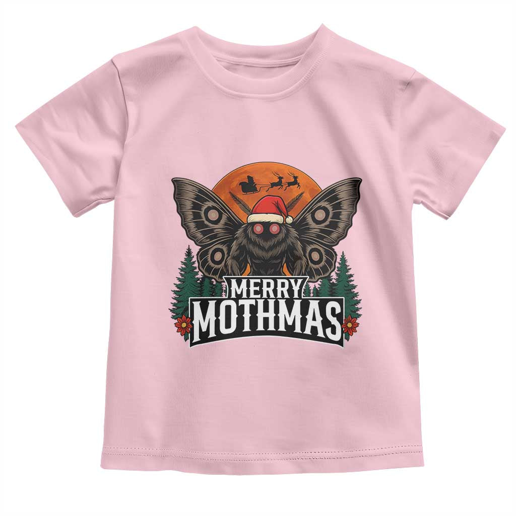 Mothman Toddler T Shirt Holiday Humor Merry Mothmas Cryptid Gift TS12 Light Pink Print Your Wear