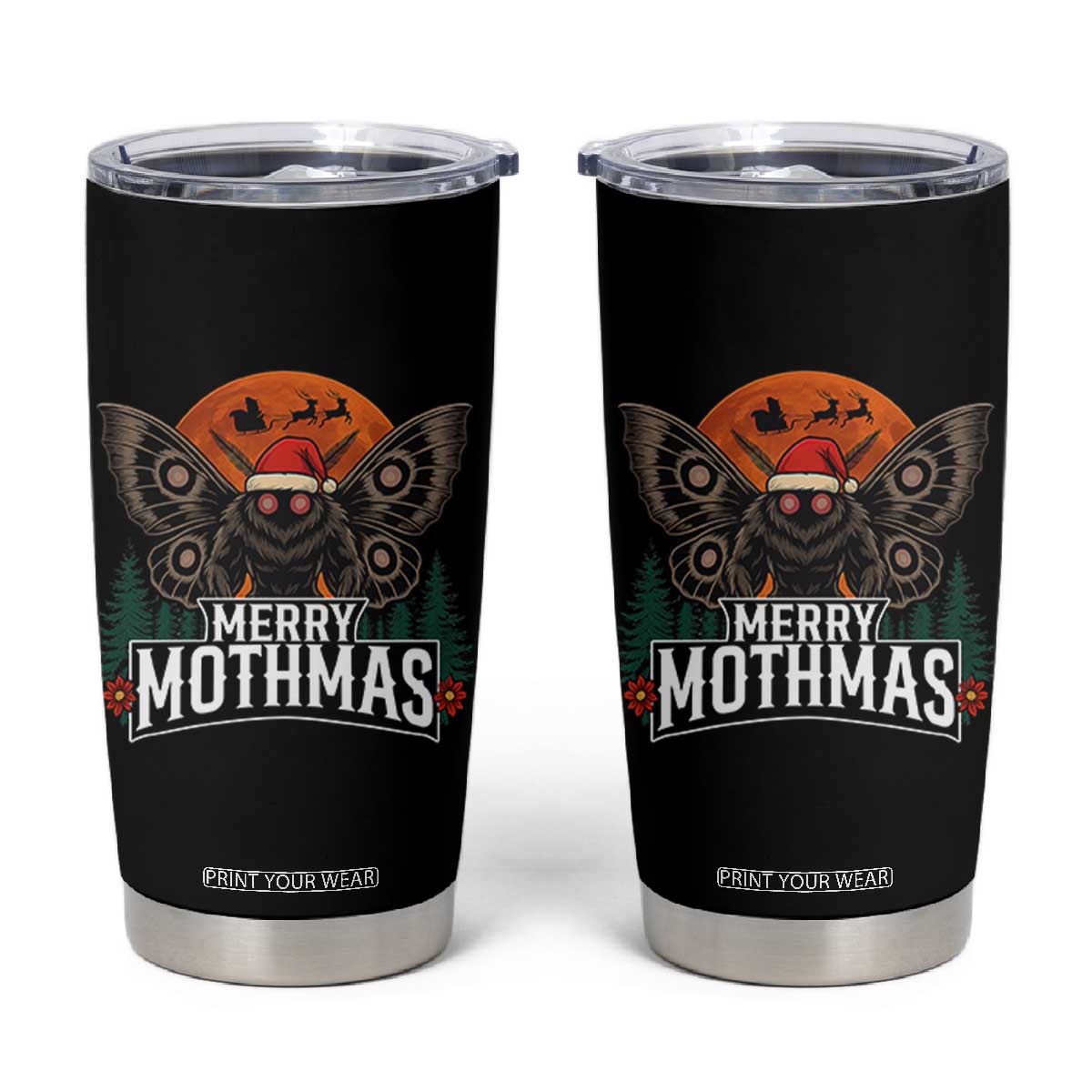 Mothman Tumbler Cup Holiday Humor Merry Mothmas Cryptid Gift TS12 Black Print Your Wear
