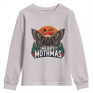 Mothman Youth Sweatshirt Holiday Humor Merry Mothmas Cryptid Gift TS12 Ice Gray Print Your Wear