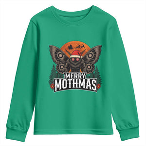 Mothman Youth Sweatshirt Holiday Humor Merry Mothmas Cryptid Gift TS12 Irish Green Print Your Wear