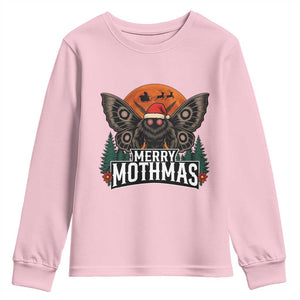 Mothman Youth Sweatshirt Holiday Humor Merry Mothmas Cryptid Gift TS12 Light Pink Print Your Wear