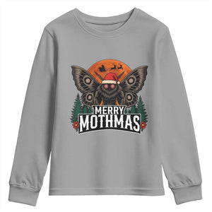 Mothman Youth Sweatshirt Holiday Humor Merry Mothmas Cryptid Gift TS12 Sport Gray Print Your Wear