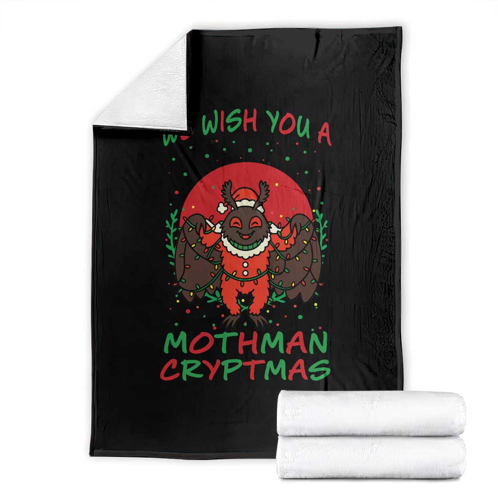 Mothman Christmas Throw Blanket We Wish You A Mothman Cryptmas Funny Christmas Gift TS12 Black Print Your Wear