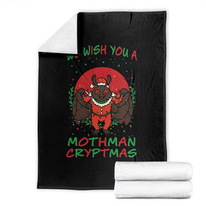 Mothman Christmas Throw Blanket We Wish You A Mothman Cryptmas Funny Christmas Gift TS12 Black Print Your Wear