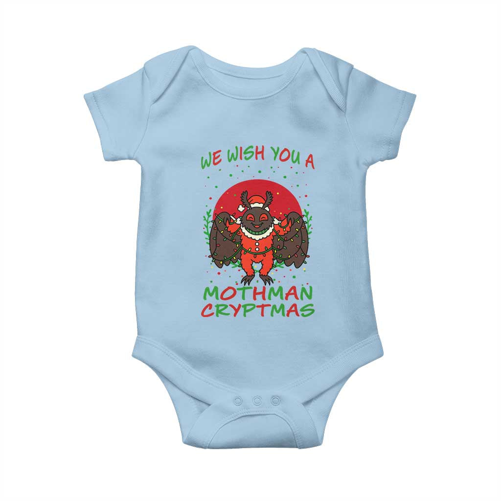 Mothman Christmas Baby Onesie We Wish You A Mothman Cryptmas Funny Christmas Gift TS12 Light Blue Print Your Wear
