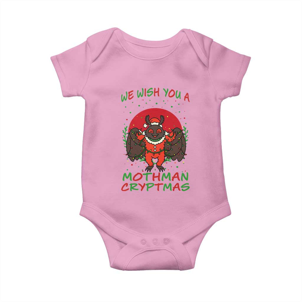 Mothman Christmas Baby Onesie We Wish You A Mothman Cryptmas Funny Christmas Gift TS12 Light Pink Print Your Wear