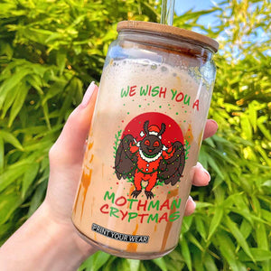 Mothman Christmas Glass Can We Wish You A Mothman Cryptmas Funny Christmas Gift TS12 Black Print Your Wear