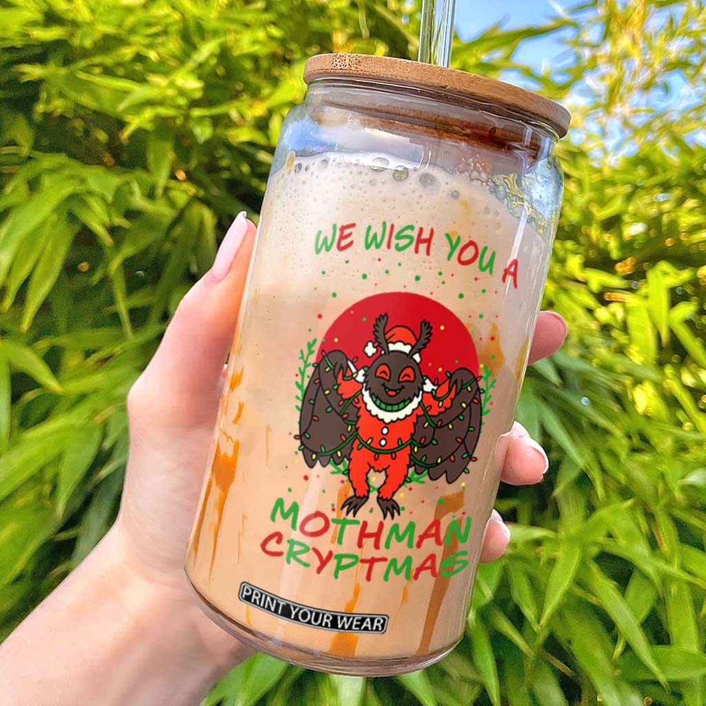Mothman Christmas Glass Can We Wish You A Mothman Cryptmas Funny Christmas Gift TS12 Black Print Your Wear