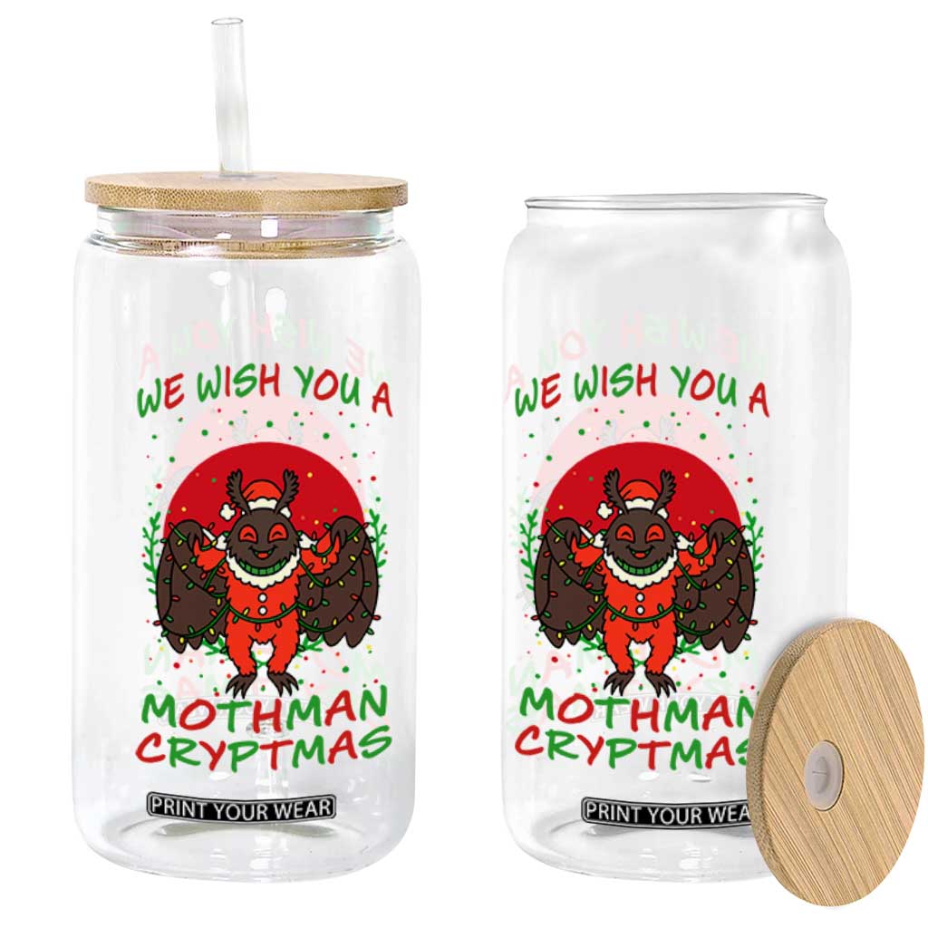 Mothman Christmas Glass Can We Wish You A Mothman Cryptmas Funny Christmas Gift TS12 Print Your Wear