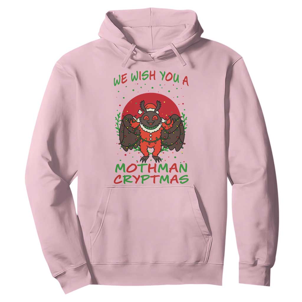 Mothman Christmas Hoodie We Wish You A Mothman Cryptmas Funny Christmas Gift TS12 Light Pink Print Your Wear