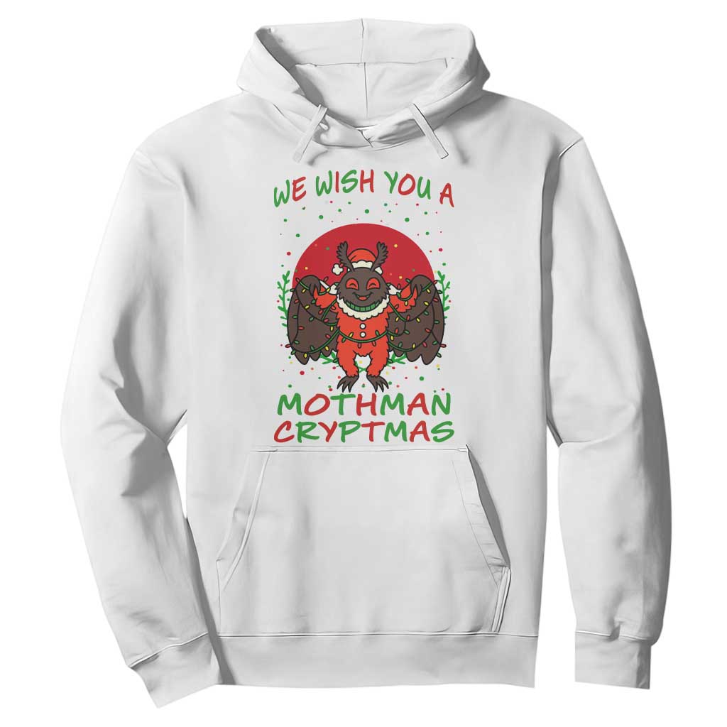 Mothman Christmas Hoodie We Wish You A Mothman Cryptmas Funny Christmas Gift TS12 White Print Your Wear