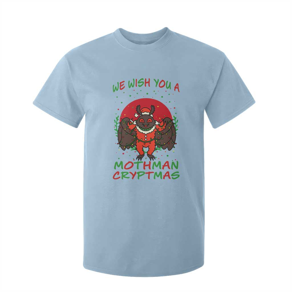 Mothman Christmas T Shirt For Kid We Wish You A Mothman Cryptmas Funny Christmas Gift TS12 Light Blue Print Your Wear