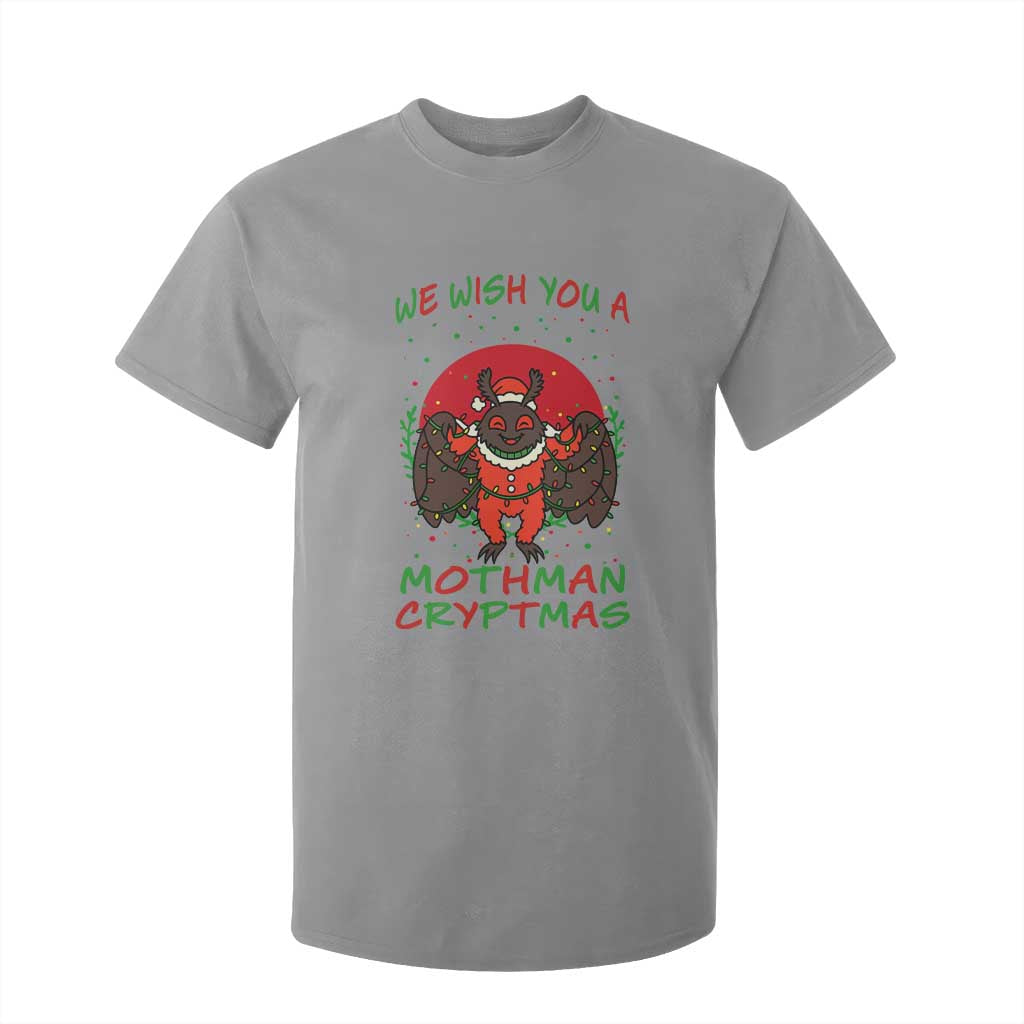 Mothman Christmas T Shirt For Kid We Wish You A Mothman Cryptmas Funny Christmas Gift TS12 Sport Gray Print Your Wear