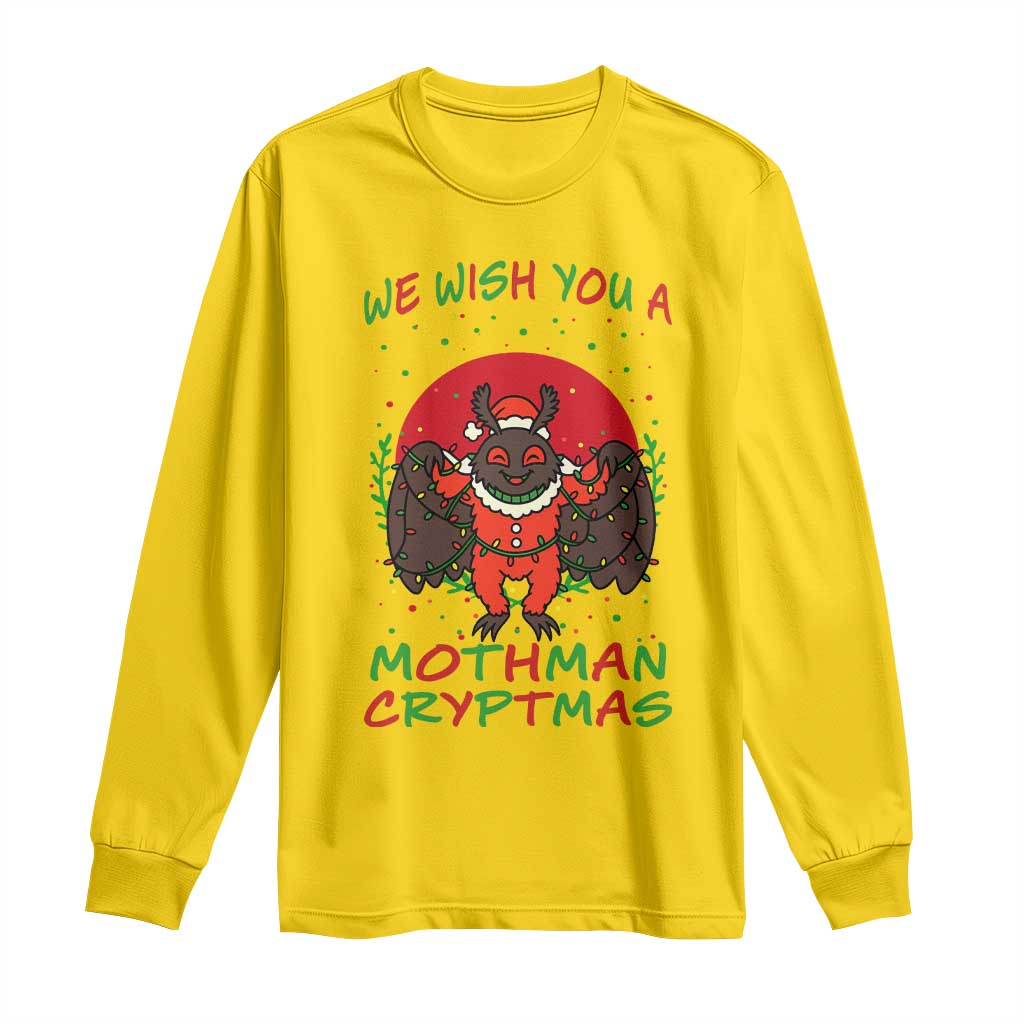 Mothman Christmas Long Sleeve Shirt We Wish You A Mothman Cryptmas Funny Christmas Gift TS12 Daisy Print Your Wear