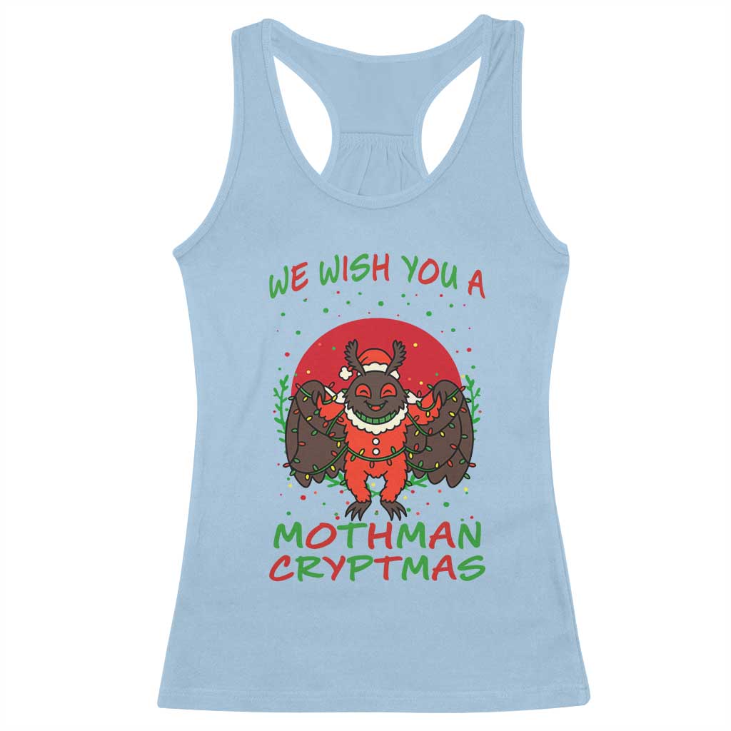 Mothman Christmas Racerback Tank Top We Wish You A Mothman Cryptmas Funny Christmas Gift TS12 Light Blue Print Your Wear