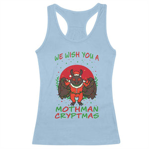 Mothman Christmas Racerback Tank Top We Wish You A Mothman Cryptmas Funny Christmas Gift TS12 Light Blue Print Your Wear