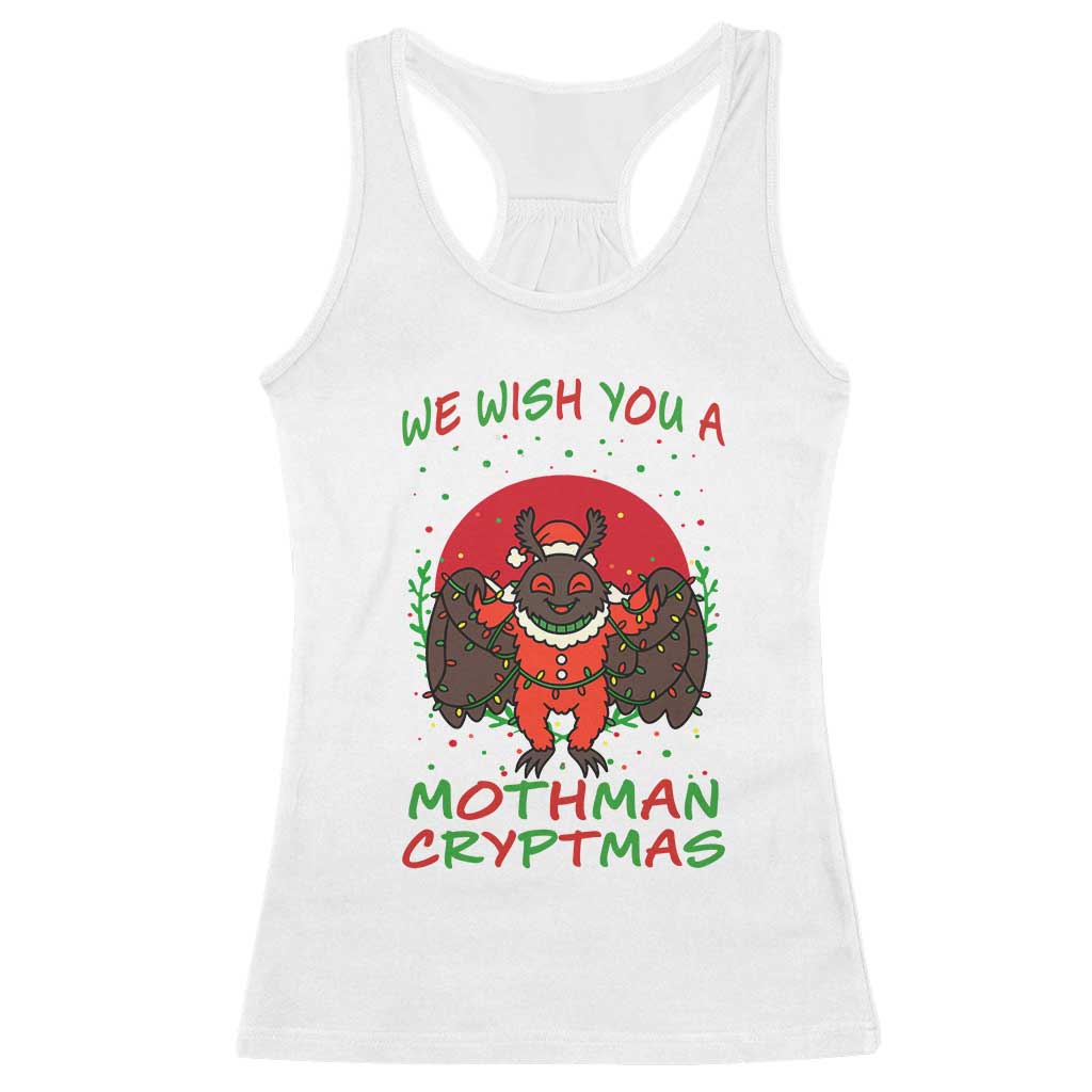 Mothman Christmas Racerback Tank Top We Wish You A Mothman Cryptmas Funny Christmas Gift TS12 White Print Your Wear