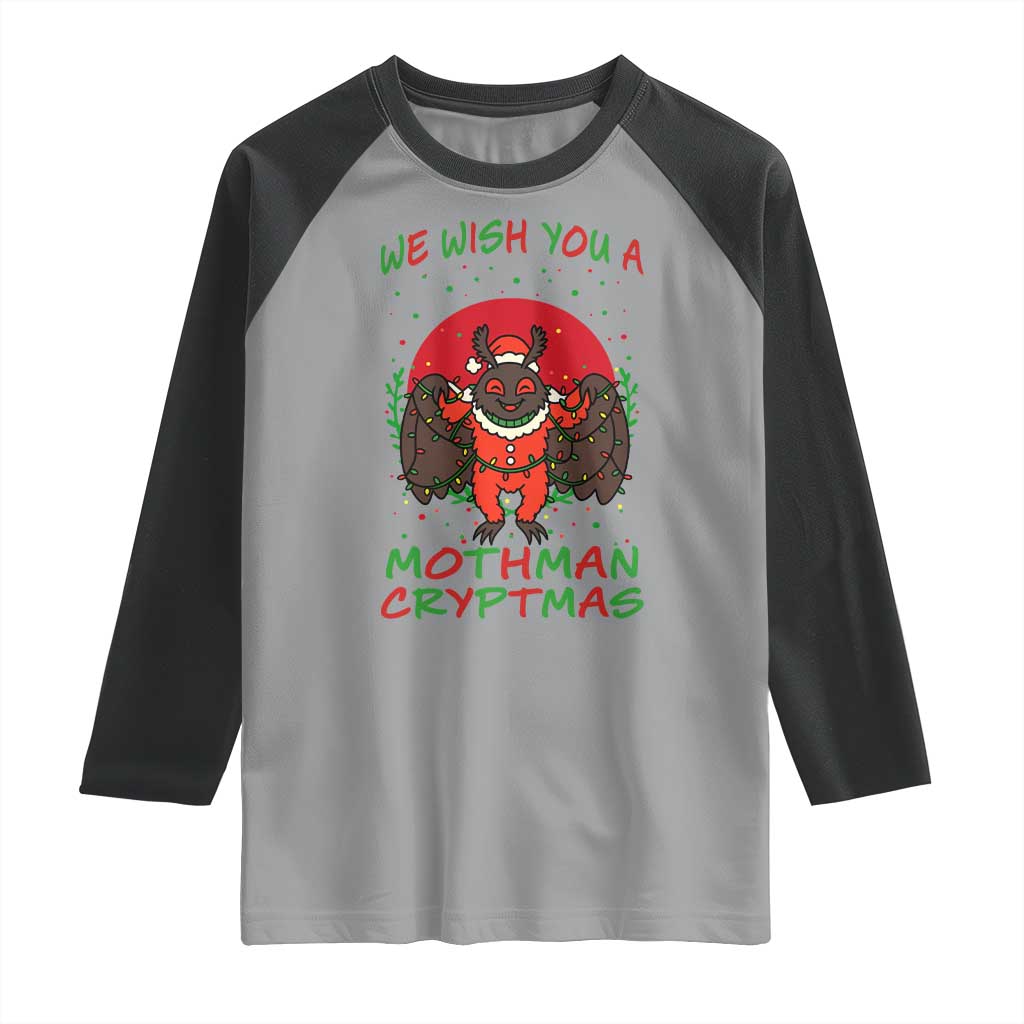 Mothman Christmas Raglan Shirt We Wish You A Mothman Cryptmas Funny Christmas Gift TS12 Sport Gray Black Print Your Wear