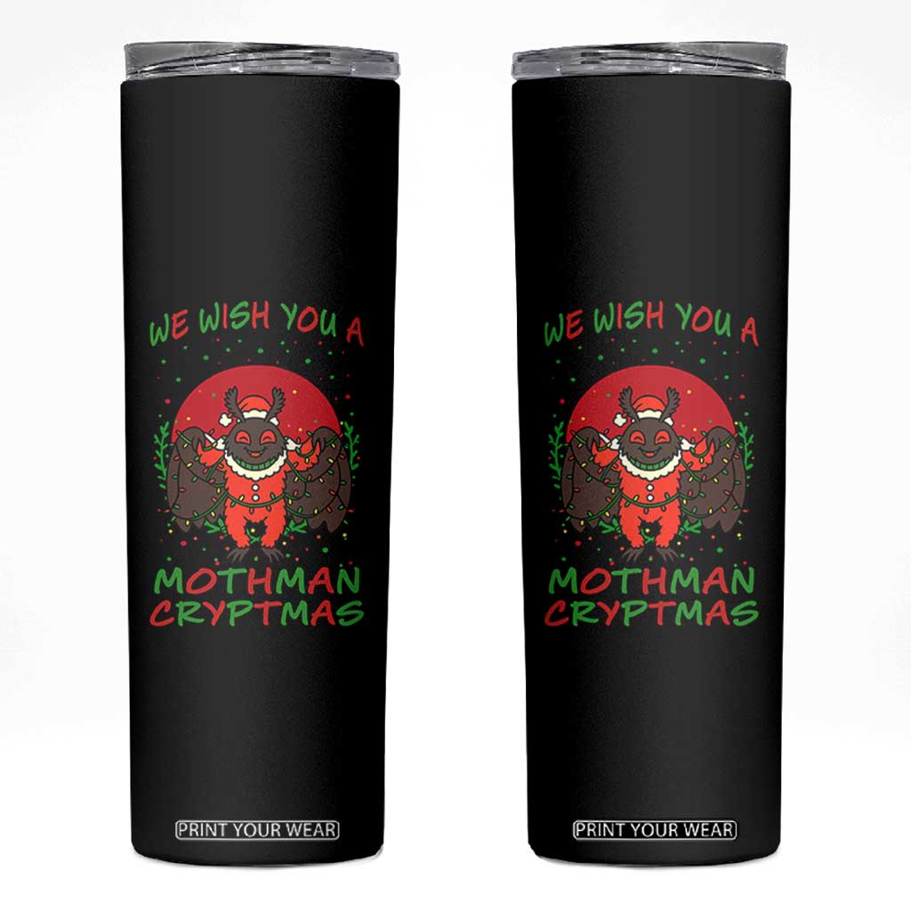Mothman Christmas Skinny Tumbler We Wish You A Mothman Cryptmas Funny Christmas Gift TS12 Black Print Your Wear