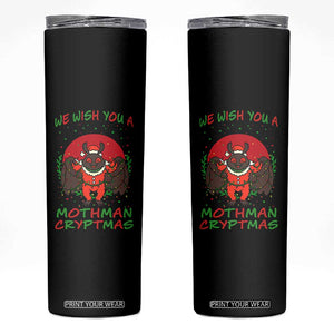 Mothman Christmas Skinny Tumbler We Wish You A Mothman Cryptmas Funny Christmas Gift TS12 Black Print Your Wear