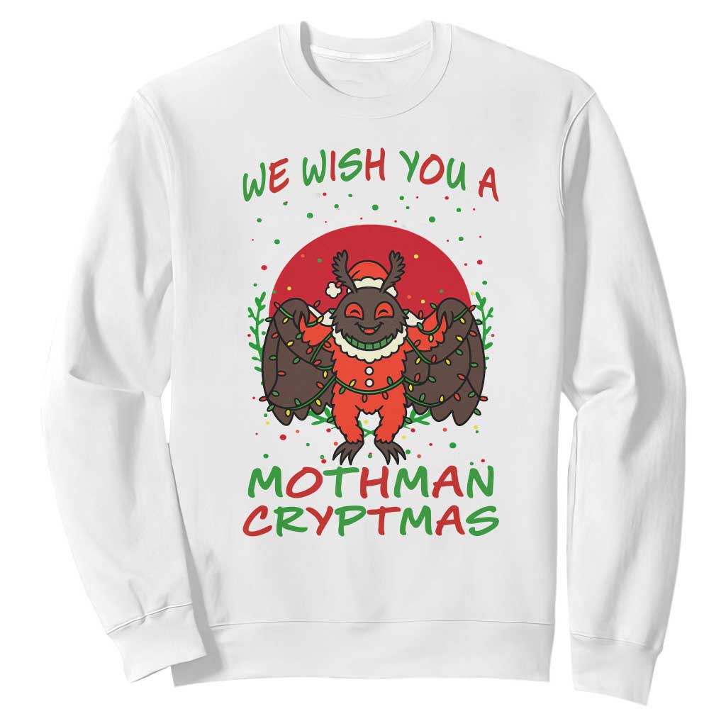Mothman Christmas Sweatshirt We Wish You A Mothman Cryptmas Funny Christmas Gift TS12 White Print Your Wear