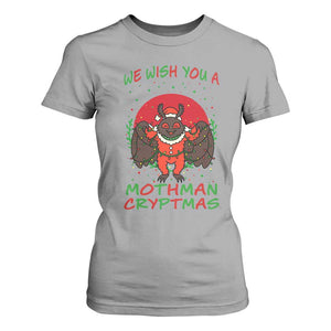 Mothman Christmas T Shirt For Women We Wish You A Mothman Cryptmas Funny Christmas Gift TS12 Sport Gray Print Your Wear